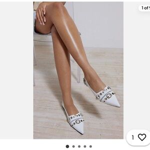 Free people Jeffrey Campbell  / Roxine Studded Flats White Leather Point Toe